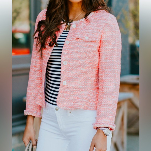 J.Crew Peplum Lady Jacket in Neon Fuschia Tweed - Picture 2 of 14